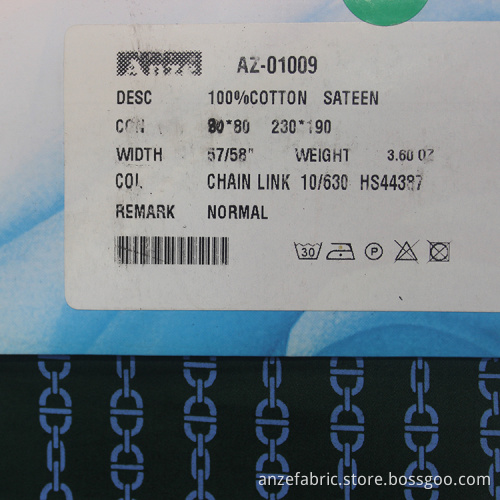 100% Cotton Sateen Printed Fabric
